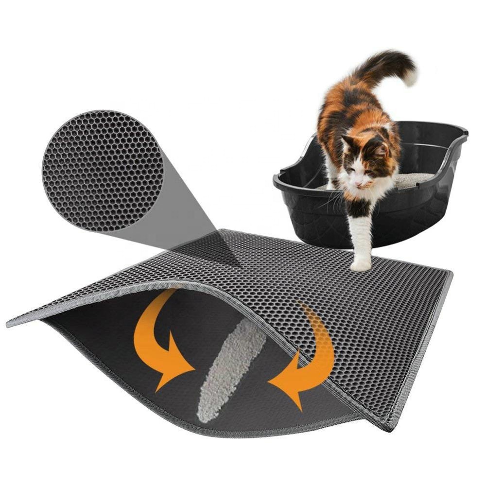 Double Cat Litter Mat Trapping Mat Honeycomb Double Layer Design Waterproof Urine Proof Trapper Mat for Litter Boxes